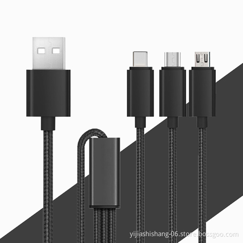 Yijiashishang 3 in 1 usb cable for iphone micro type c mobile phone accessories three in one cables